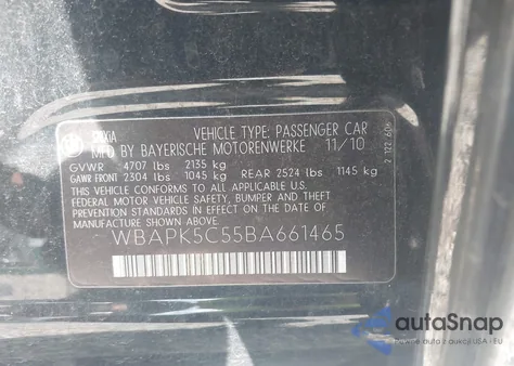 2011 BMW 328I xDrive из США, поврежденный, VIN WBAPK5C55BA661465